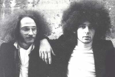 On the left is Georges Grunblatt, no slouch in the hair department OR the mellotron, ARP, and VCS3 department